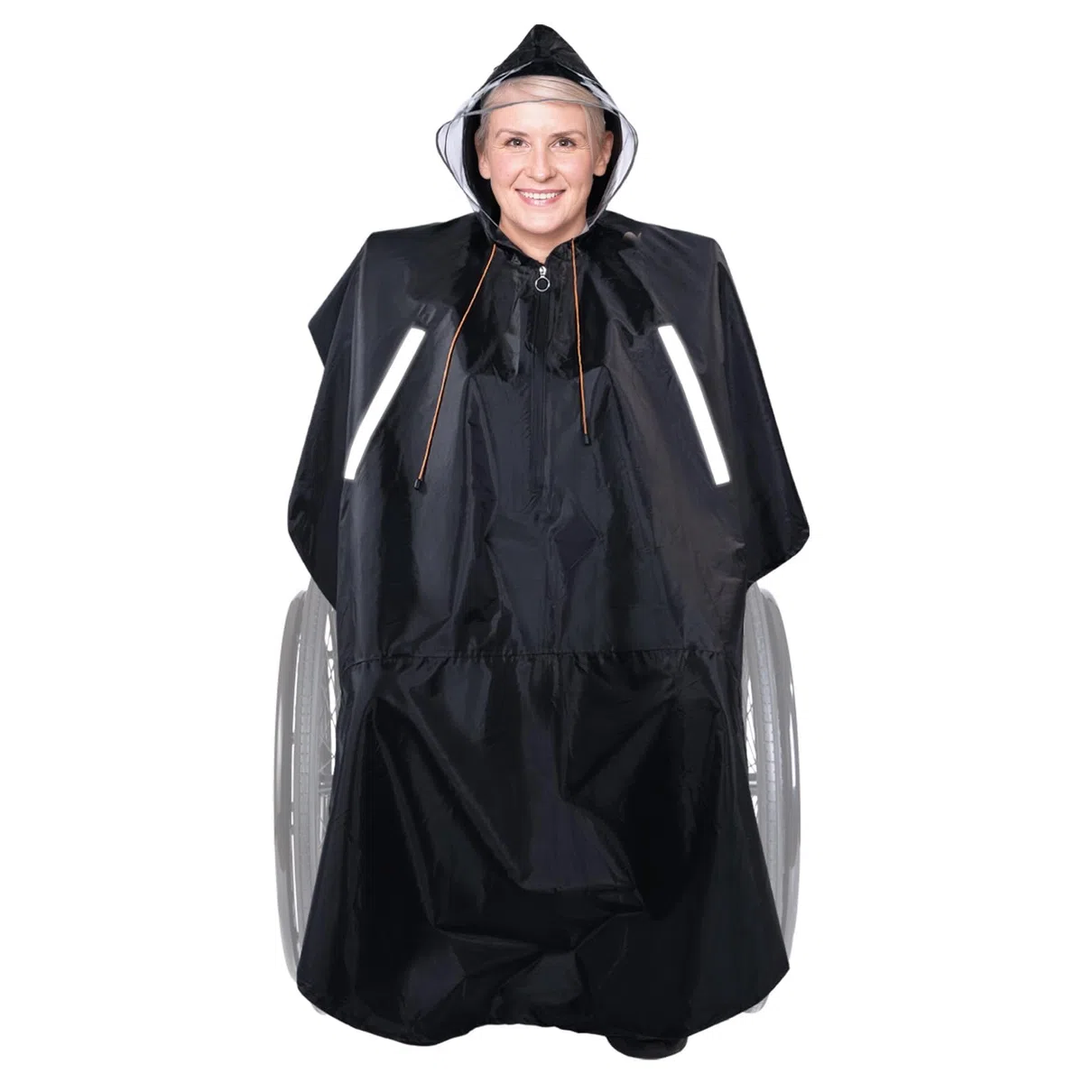 Funda Poncho Lluvia para Silla de Ruedas con Capucha Semitransparente, Chubasquero Silla de Ruedas con cremallera impermeable y tiras reflectantes, Wheelchair Raincoat para andador movilidad y scooter