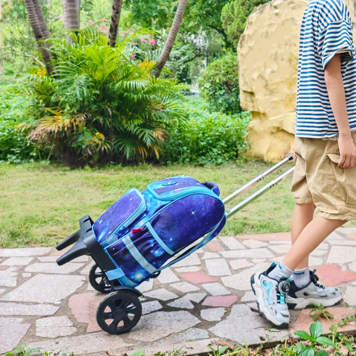Carro Plegable con Ruedas Grandes Tipo Tanque, Carrito de Equipaje de Aluminio Resistente con Base Reforzada y protección de Bordes, Carro para Mochilas y Bolsas Pesado