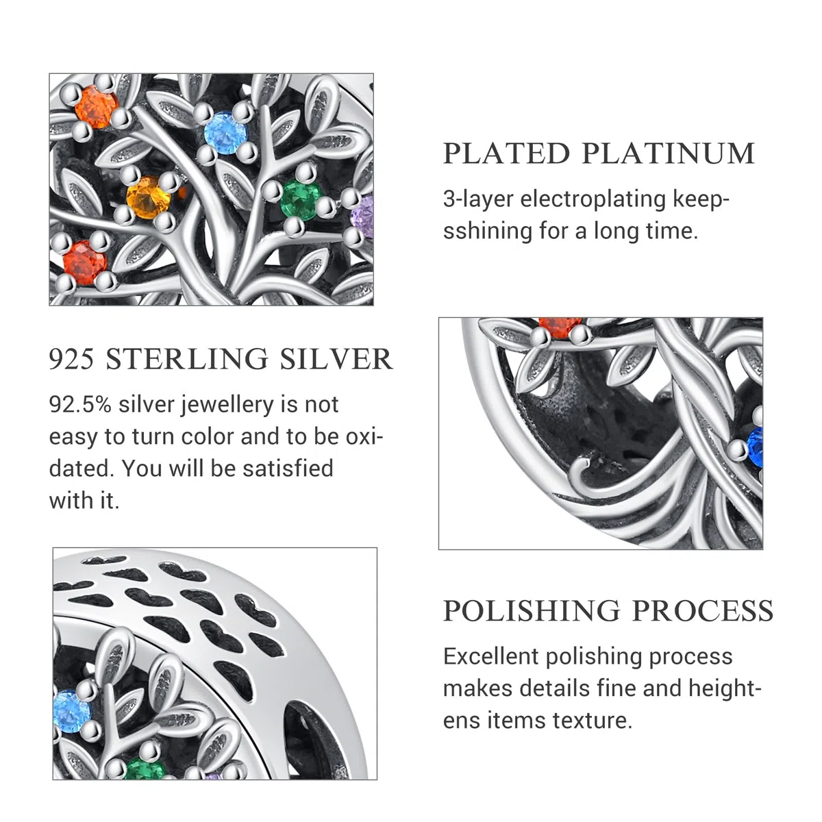 Eusense Abalorios Charm 925 Plata Esterlina Compatible con Pandora Pulsera Europeas Colgantes Día de la madre