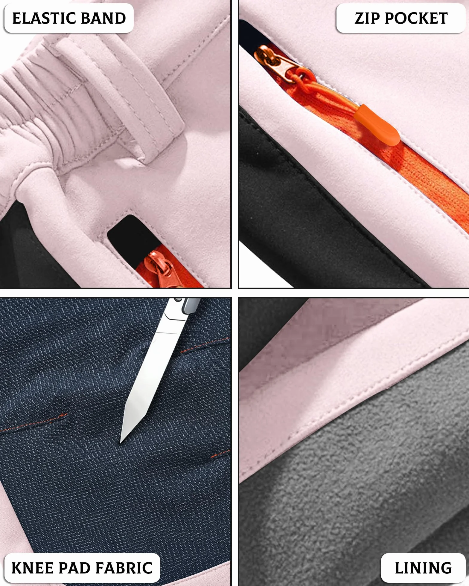 Holure Pantalones deportivos de forro polar para niños, impermeables, resistentes al viento y cálidos, con bolsillos con cremallera