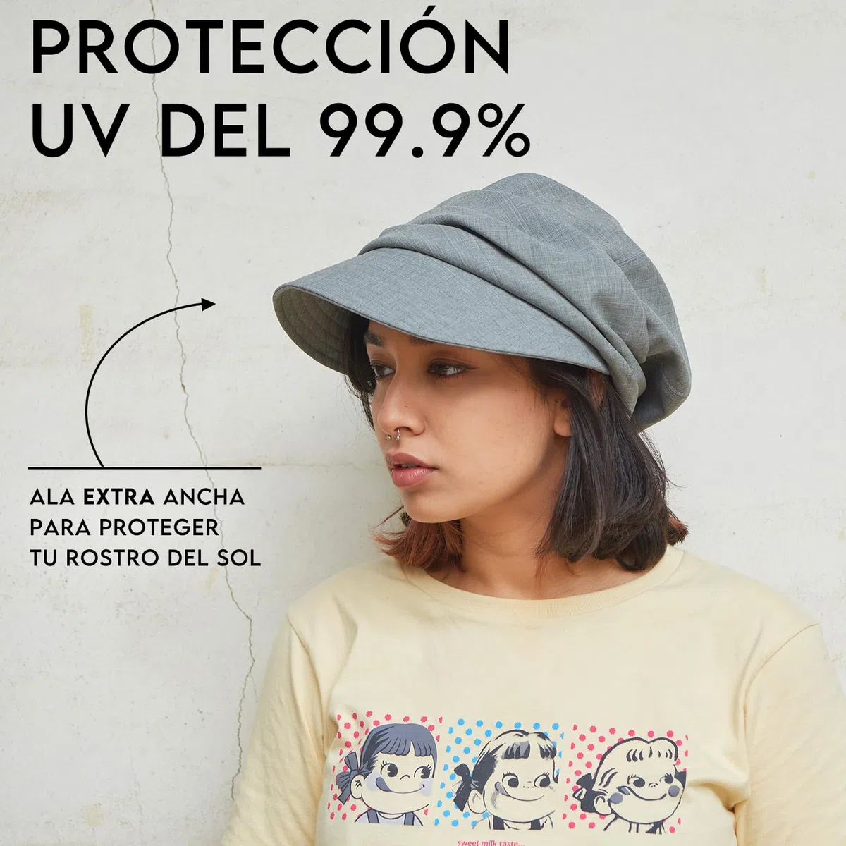 CHARM Sombrero de Sol Verano Algodón Orgánico Mujer - Visera Quimio UV Protégé