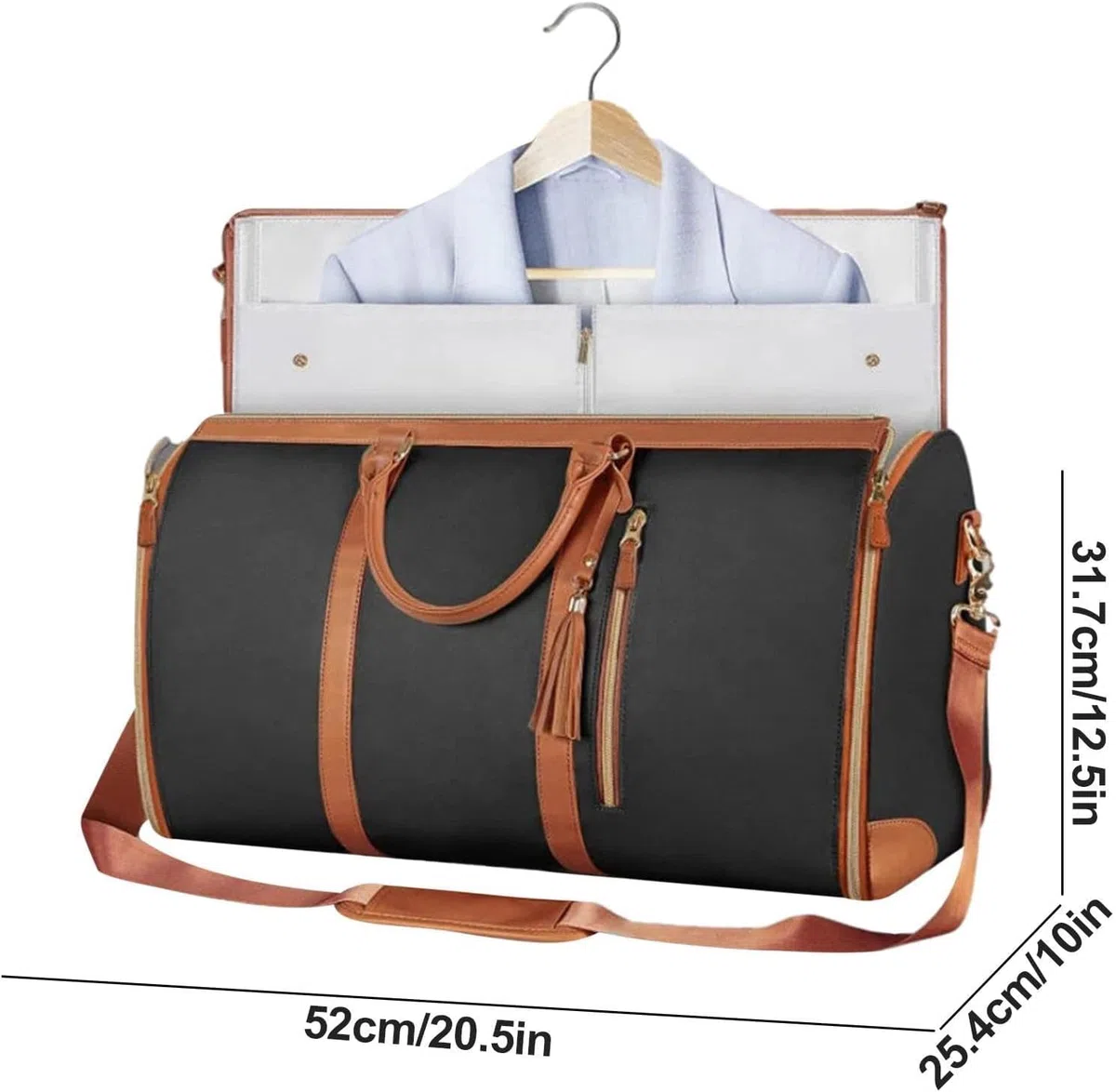 Garment Bag for Travel,Convertible Carry On Garment Bags for Women,Folding Suit Luggage,Bolsas Impermeables para Ropa,Bolsa Viaje Grande De Cuero De PU, con Bolsa para Zapatos, para Mujeres/Hombres