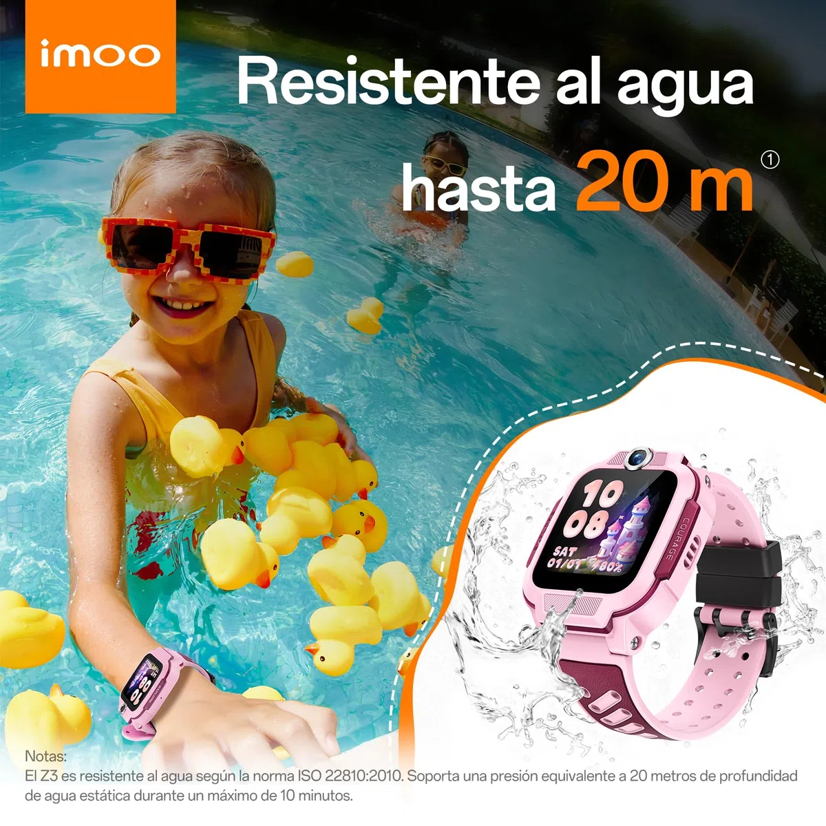 imoo Z3 Smartwatch para Niños, Llamadas 4G Video/Voz y Rastreador GPS en Tiempo Real, HD de 1.5″ Resistente al Agua hasta 20m, Control Parental y Protección de Seguridad con Kit de Accesorios(Rosa)