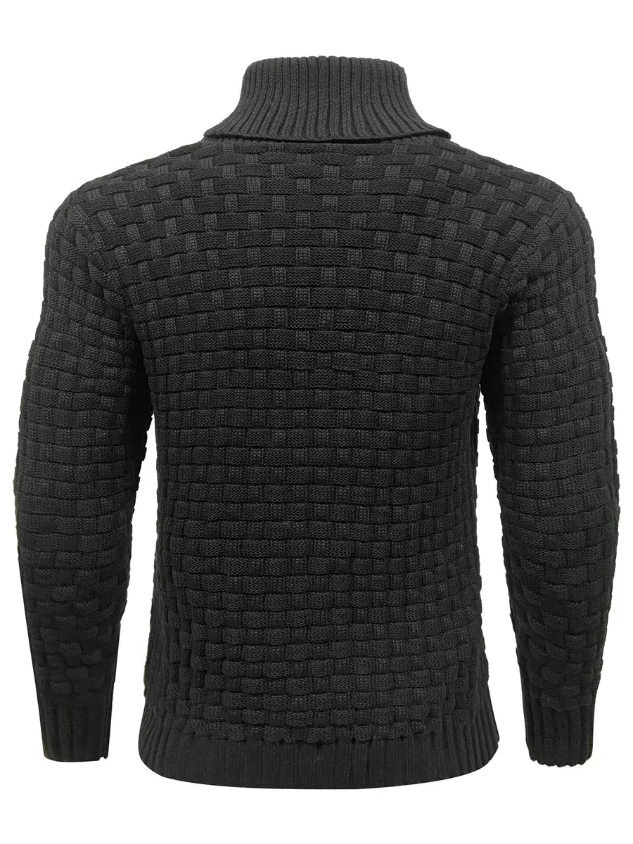 Jersey para Hombre Suéter Sudadera De Punto Tejido Grueso para Hombre Suéter con Cuello Alto Jersey con Dos Botones Invierno