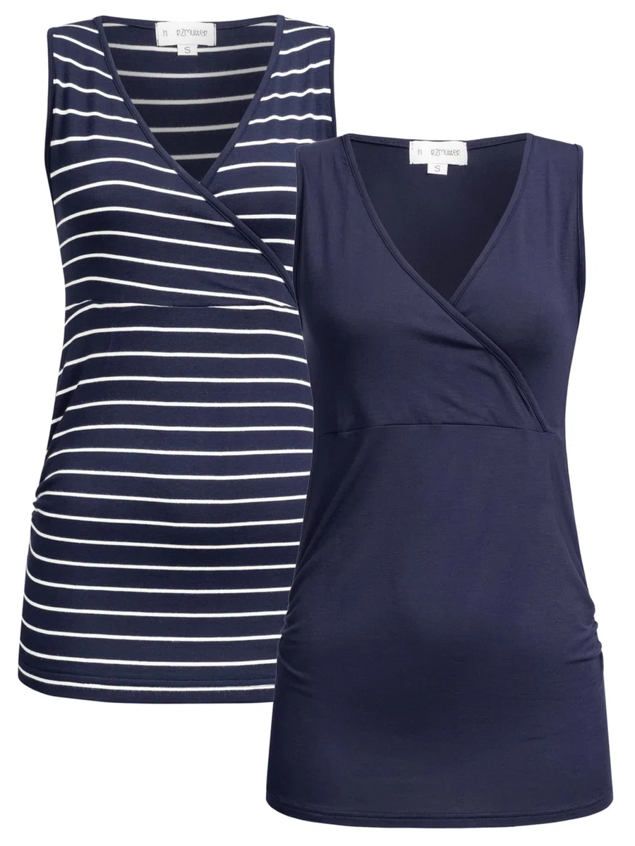 Herzmutter Top de Lactancia Materna - 2-Pack - Camisa de Lactancia para Señoras - Camiseta sin Mangas de Lactancia - Ropa de Lactancia - 6700