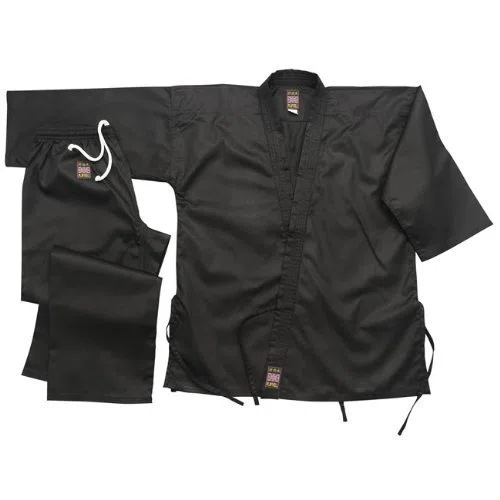 Playwell Uniforme de peso medio negro Karate 7 oz
