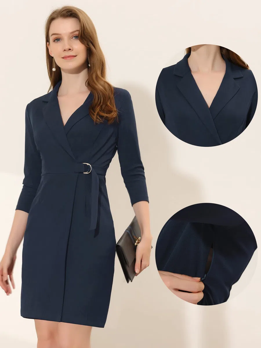 Allegra K Vestido Tubo de Mujer Vestido de Oficina de Trabajo de Manga Larga