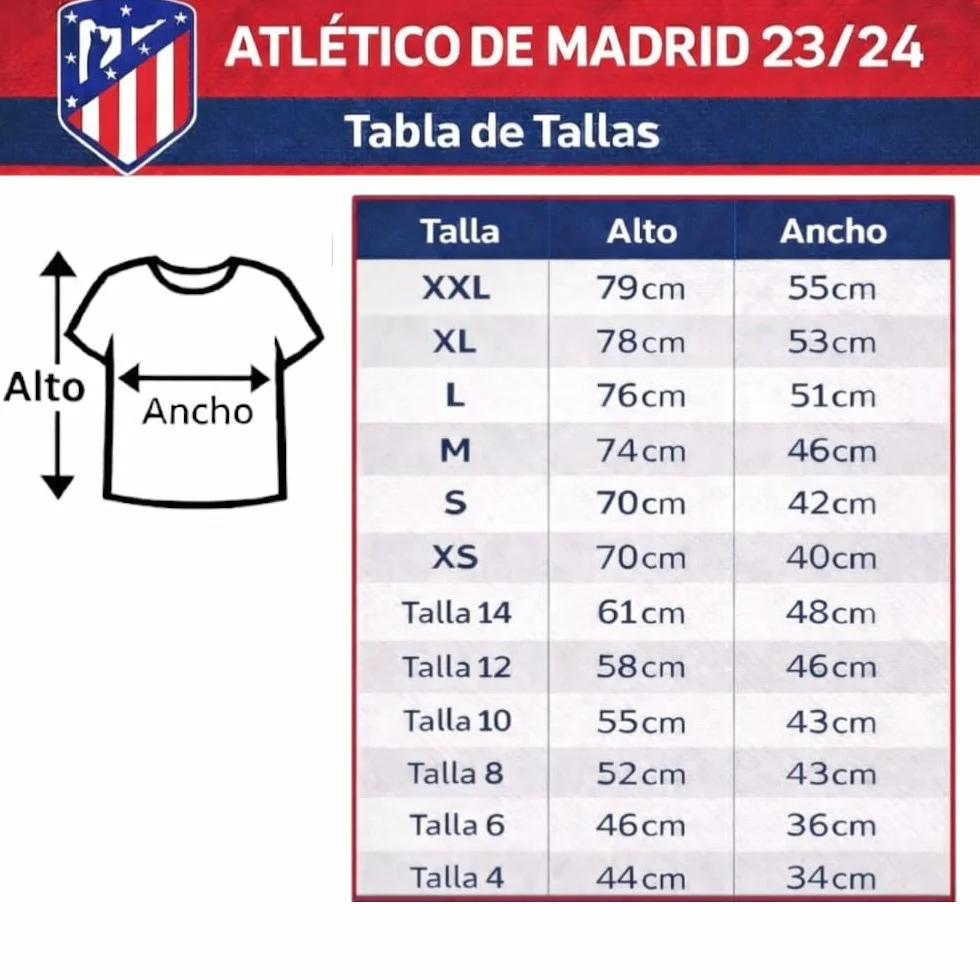 Camiseta Atlético de Madrid Primera equipación Temporada 2023-2024 réplica Oficial - Tallas Adulto