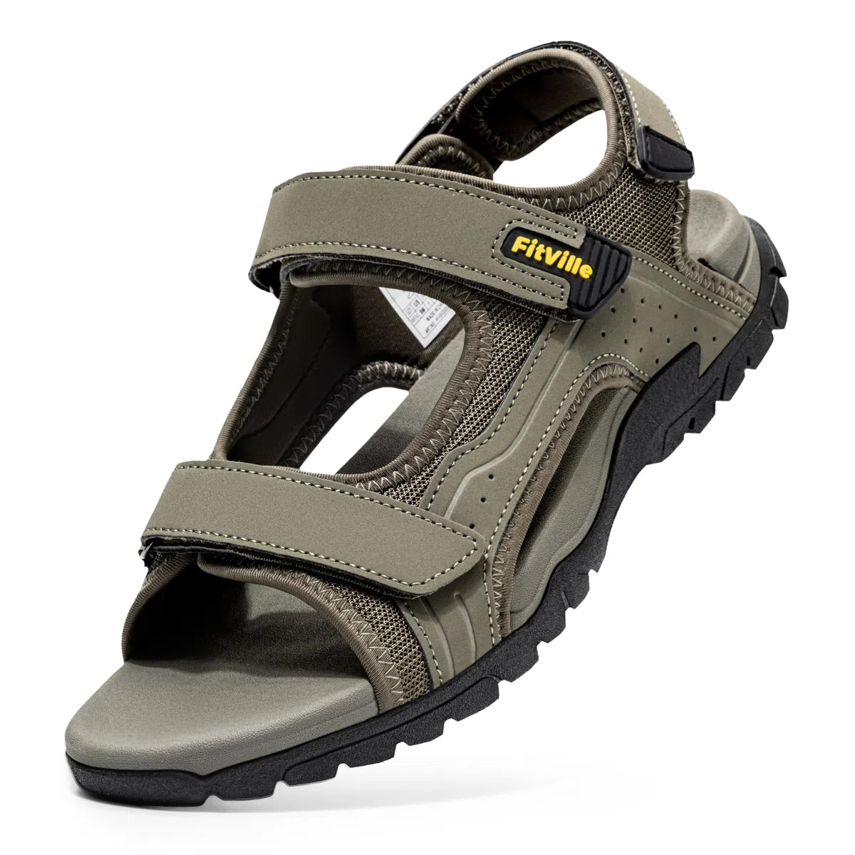 FitVille Sandalias Deportivas Hombre Anchas Sandalias de Exterior con Cierre de Contacto Antideslizantes Ligeras Zapatos de Trekking Transpirables para Verano
