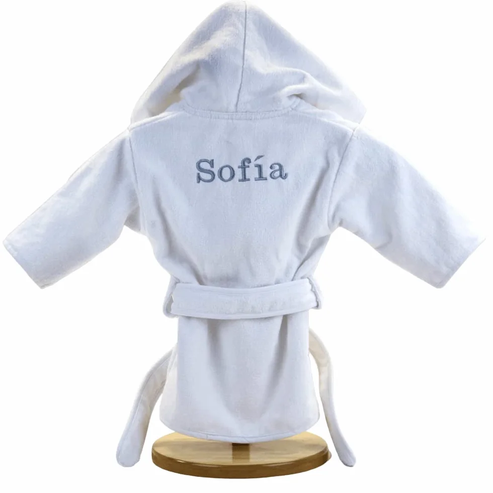BebeDeParis Albornoz Bebé | Regalos para Bebes Recien Nacidos Personalizado con el Nombre bordado en Gris Rosa o Azul | 0 a 18 meses | 100% Algodón muy Suave + Accesorios
