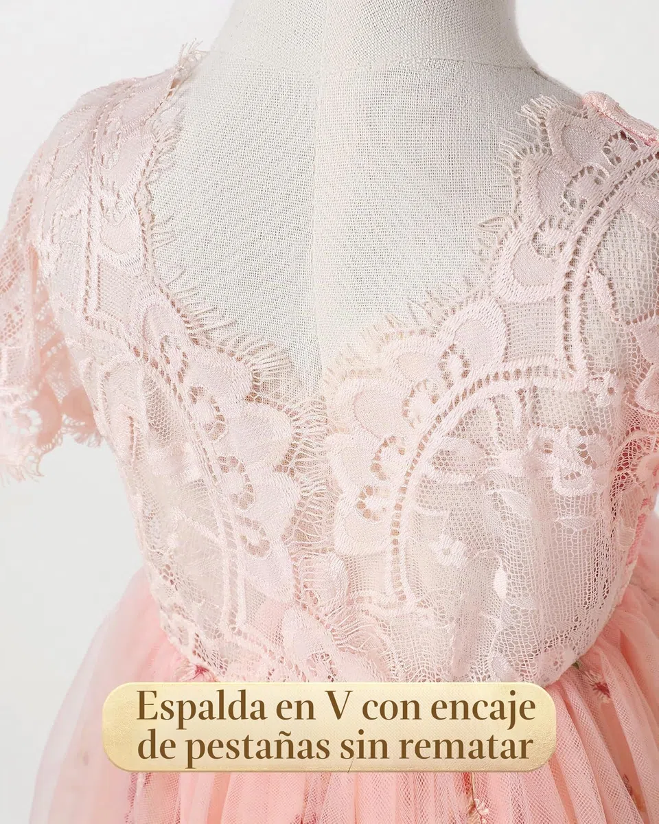 Flor NiñA Vestidos Vestido De Encaje De Espalda Y Bordados Florales CumpleañOs Tutú Vestidos De Tul Vestido Festivo Chica Vestido De Noche Vestido De CóCtel Vestido Pageant Prom 2-8 AñO