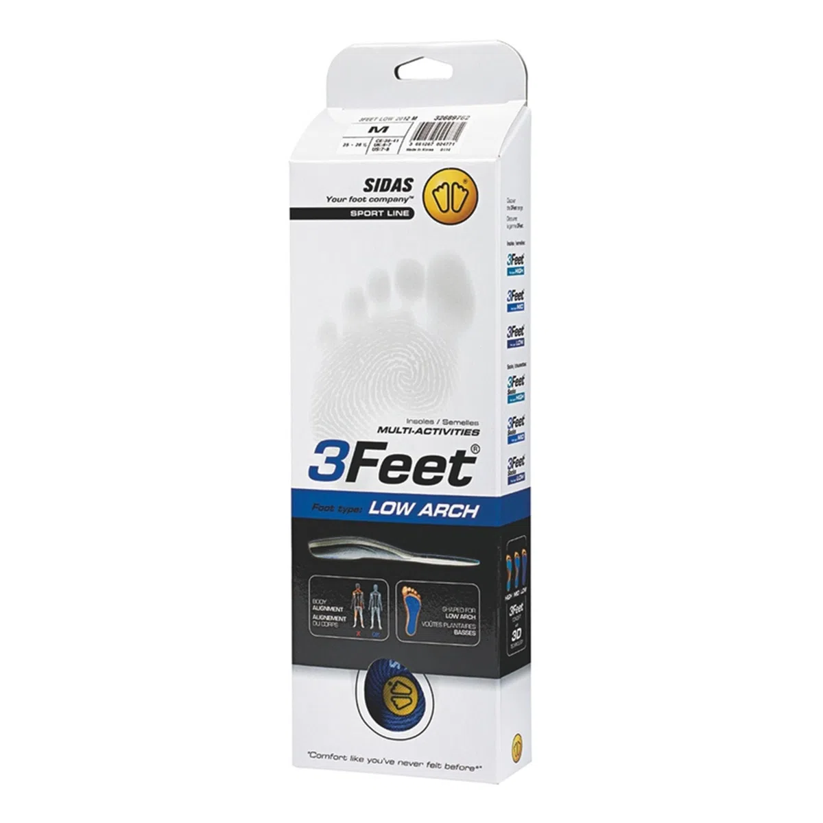 Sidas 3Feet Low, Plantillas para arco bajo, Plantillas para calzado de diario y de trabajo, Confort duradero, Antibacterianas y transpirables, Plantillas para calzado de hombre y mujer
