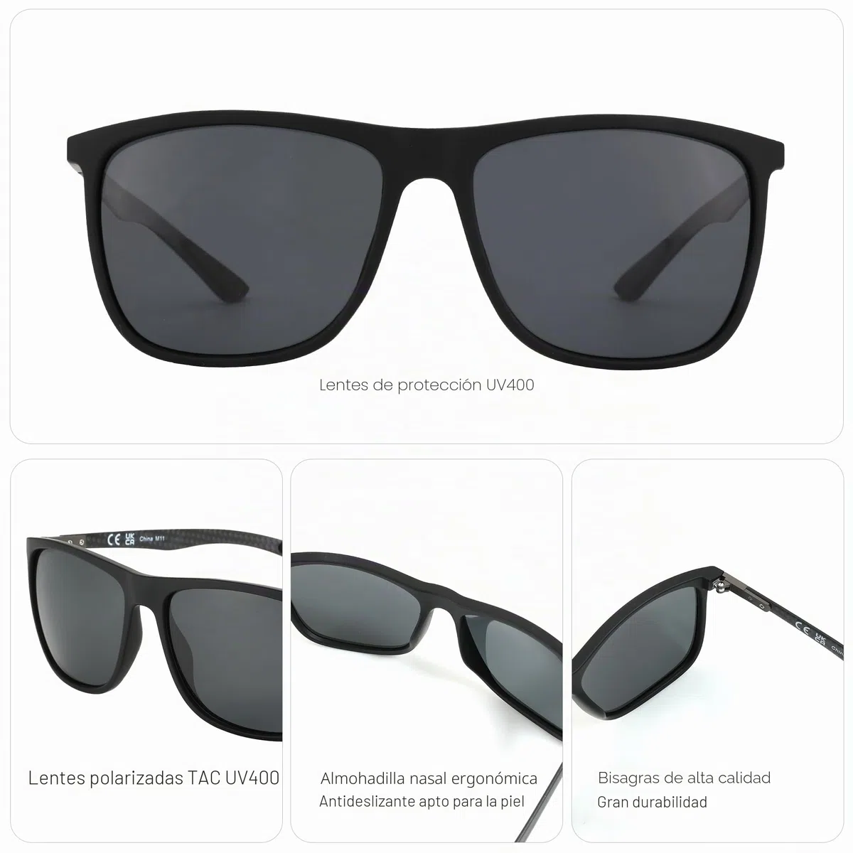 ZENOTTIC Gafas de sol polarizadas cuadradas para hombres Ultraligeros de fibra de carbono Gafas de sol de conducción Pesca Golf Deportes Protección UV400