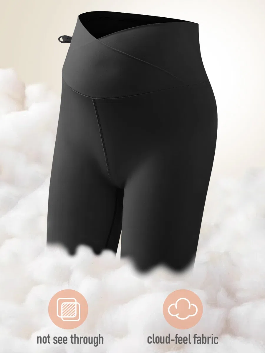 Maternidad Pantalones Cortos,Leggings Premamá Cortos Embarazo,Ajustable Ropa Premamá Verano Mujer,Premamá Leggins Pantalones sobre el Vientre,Cintura Alta para hogar,Yoga,Deporte Negro L