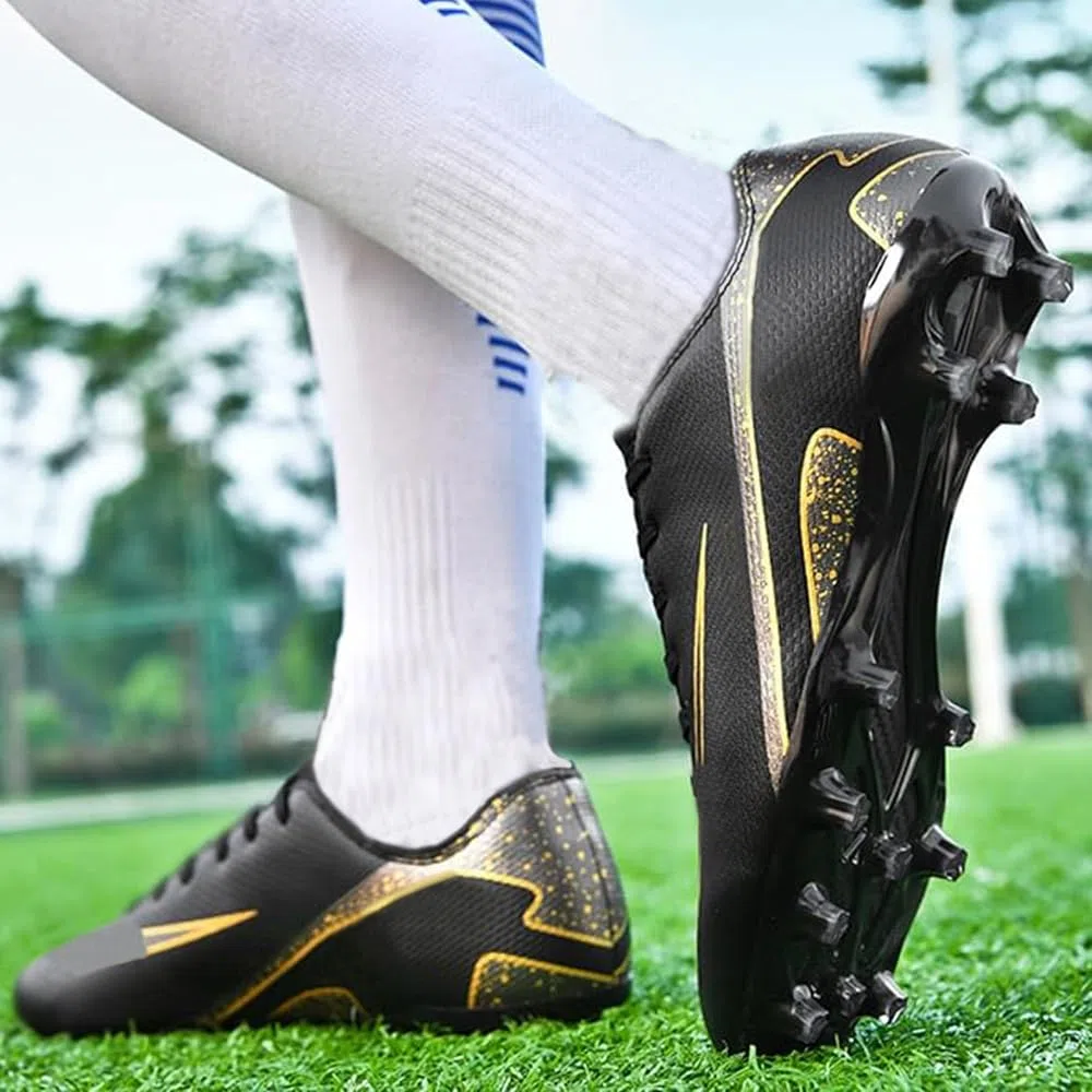 Zapatillas de Fútbol Mujer Spike Aire Libre Atletismo Entrenamiento Botas Profesionales Calzado de Fútbol Tacos de fútbol Deportivas Unisex Negro 42 EU