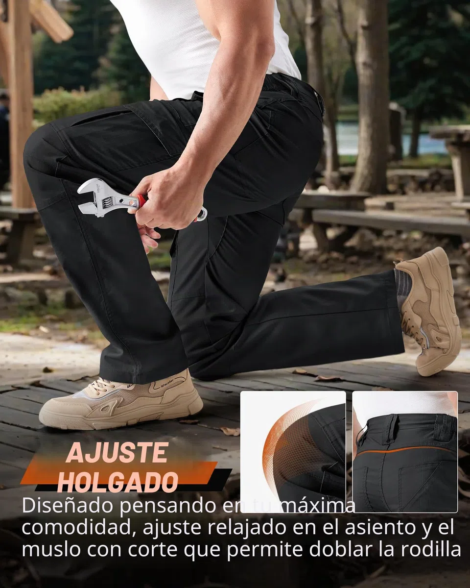 IGOLUMON Pantalones de Trabajo Hombre Pantalones Cargo Hombre Pantalon Táctico Pantalón de Construcción con Muchos Bolsillos Banda Elástica
