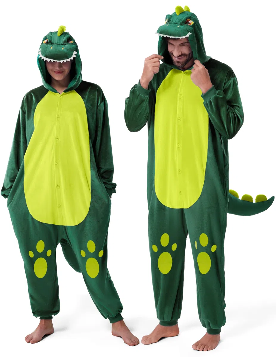 Spooktacular Creations Dinosaurio Pijamas Unisex Felpa Cosplay Halloween Animal Disfraz Onesie Adulto Tamaño