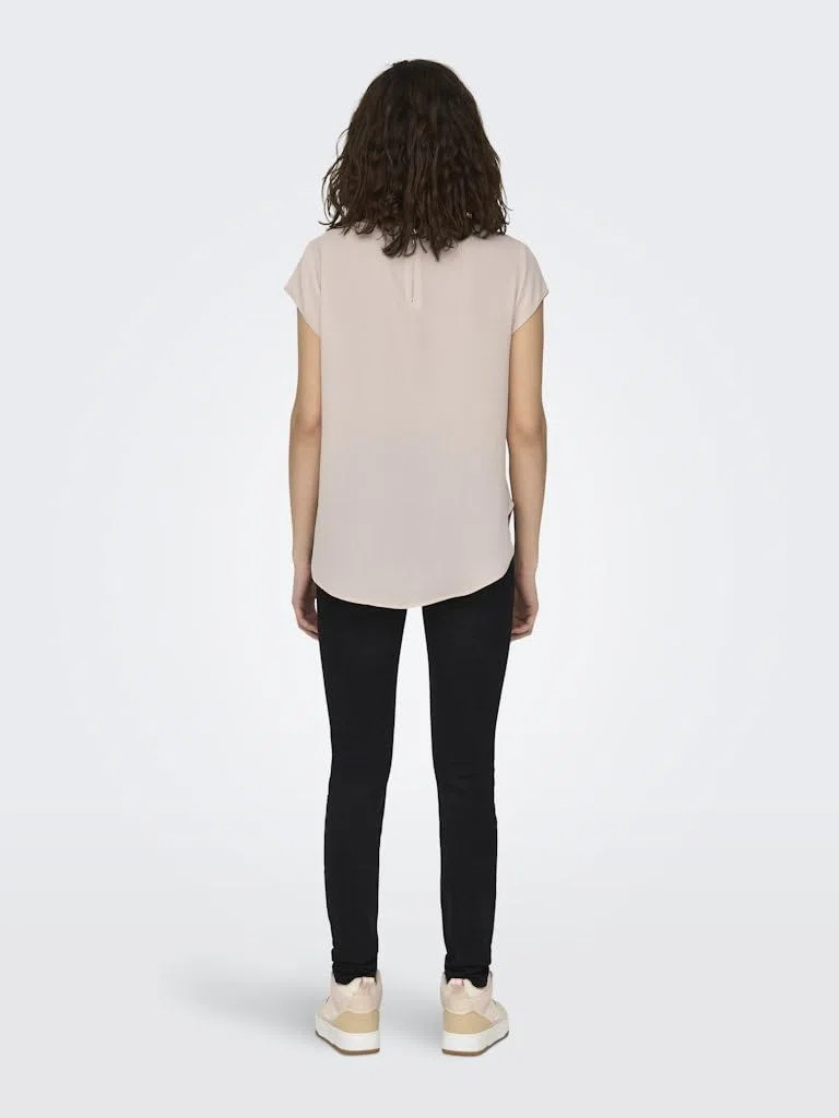 Blusa básica de Manga Corta para Mujer Cuello Redondo de ONLVIC