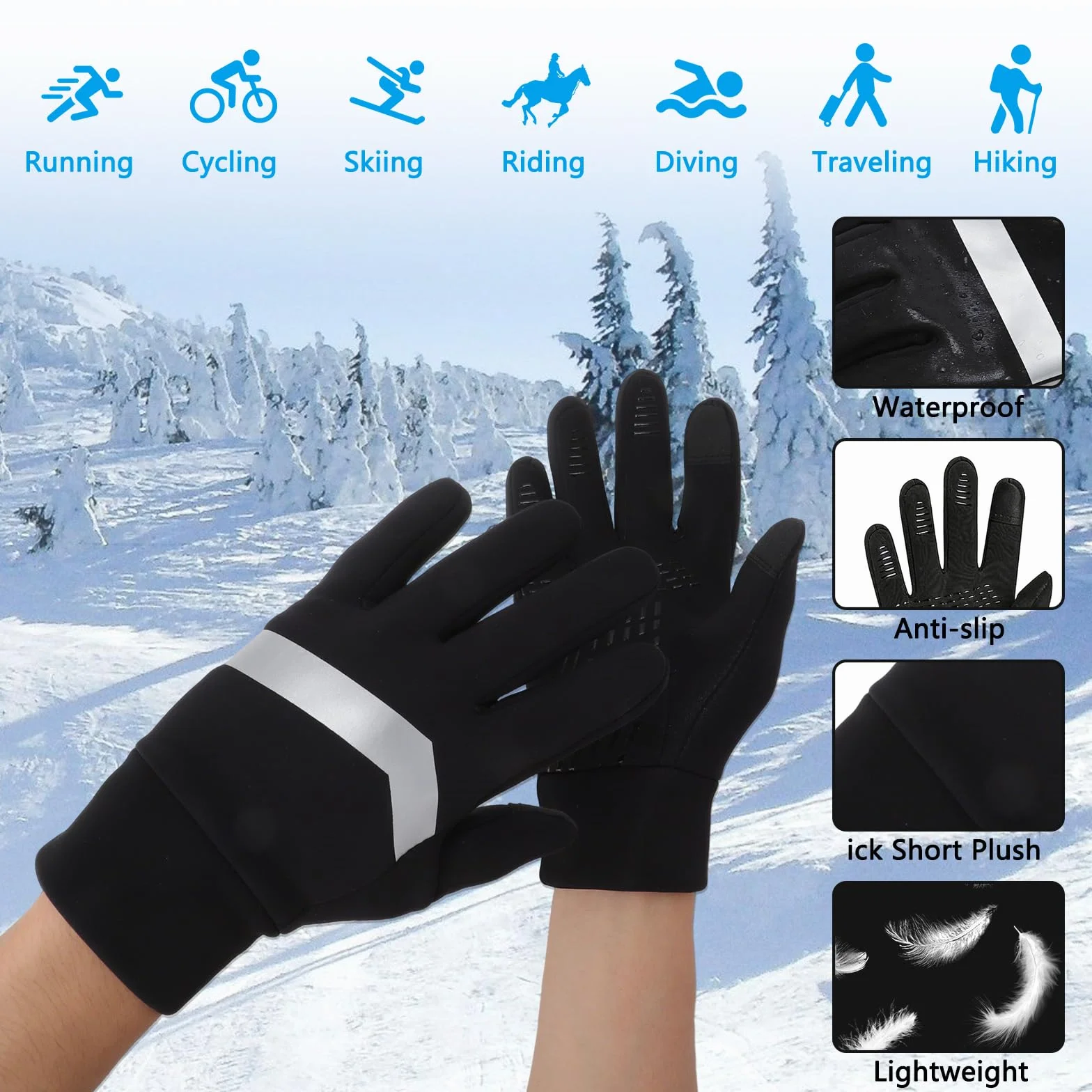 Guantes para niños, impermeables, para invierno, Softshell, cálidos, antideslizantes, resistentes al viento, térmicos, para niños, de forro polar, resistentes al agua, para deportes al aire