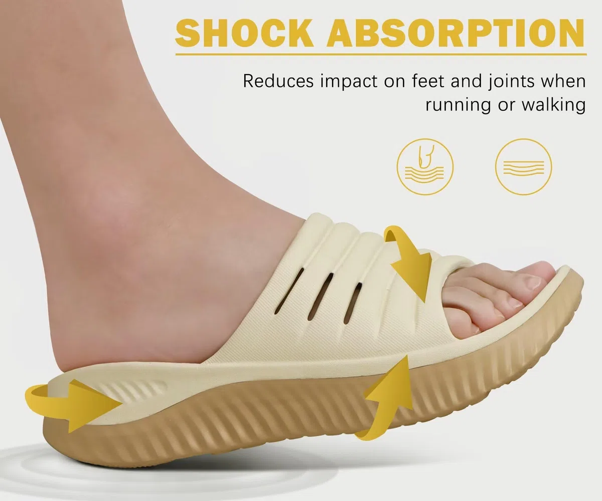 KuaiLu Sandalias de recuperación para mujer con cómodo soporte para fascitis plantar, ortopédicas con puntera abierta, cojín grueso que reduce el estrés en los pies, articulaciones y espalda después