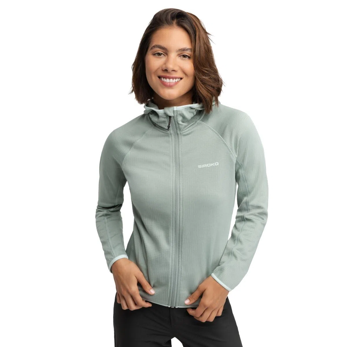 SIROKO Chaqueta polar ligera capucha montaña senderismo Ember Green Verde