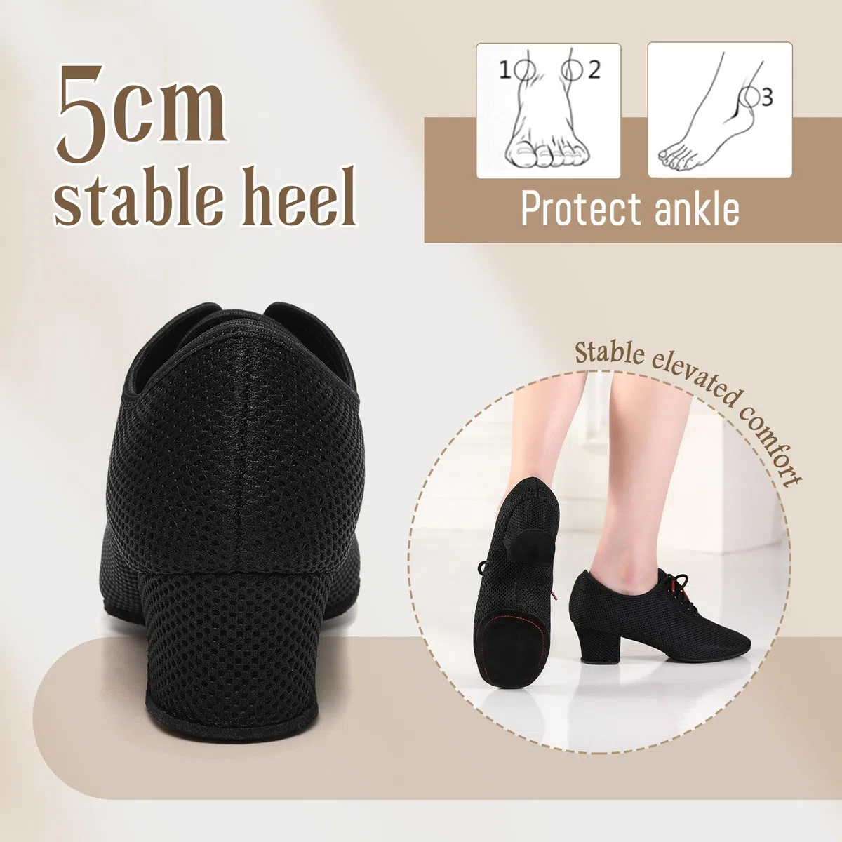 Mujer Zapatos de práctica de Baile Latino Salsa Tango Baile de Salon Danza Suaves y Cómodos