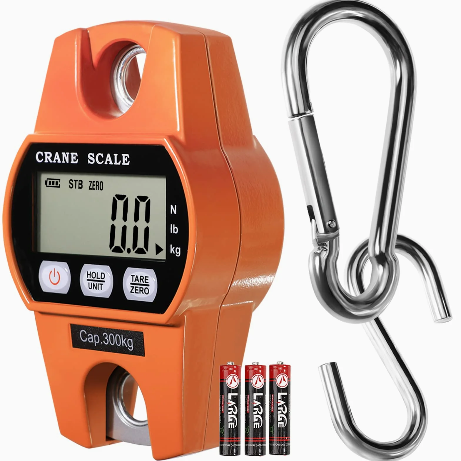 GRAM PRES Báscula digital portátil, 300 kg, para maleta, pesca, caza al aire libre, pantalla LCD