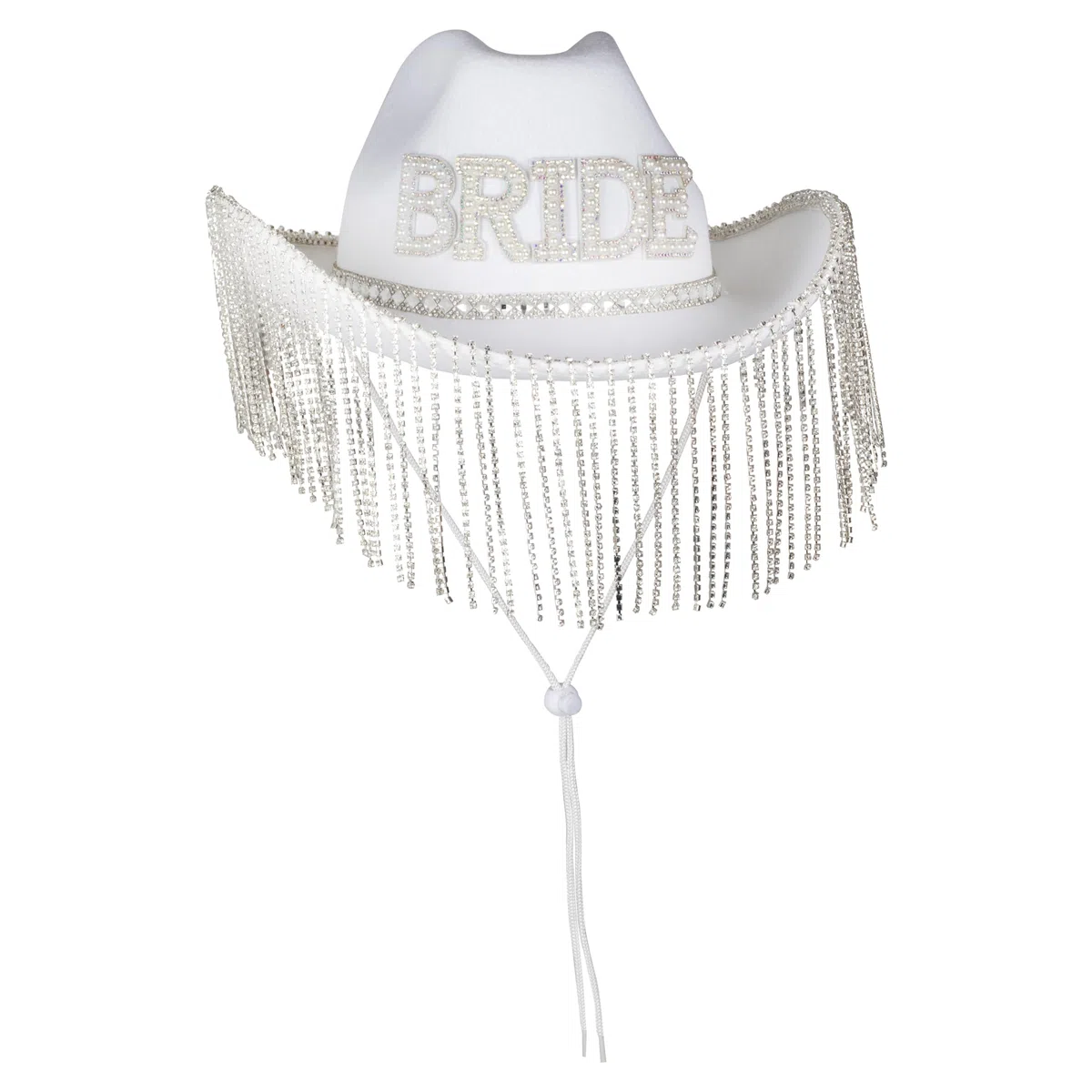 Ginger Ray Sombrero de Vaquero Blanco Adornado con Perlas de imitación con Borde de borlas, para Despedida de Soltera