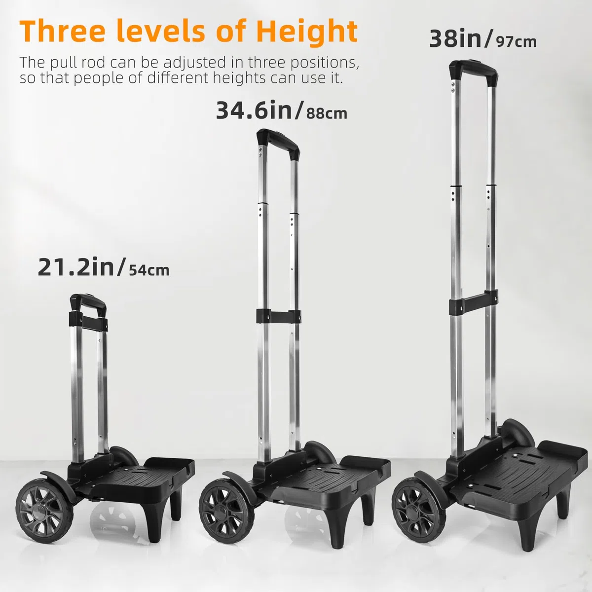 Carro Plegable con Ruedas Grandes Tipo Tanque, Carrito de Equipaje de Aluminio Resistente con Base Reforzada y protección de Bordes, Carro para Mochilas y Bolsas Pesado