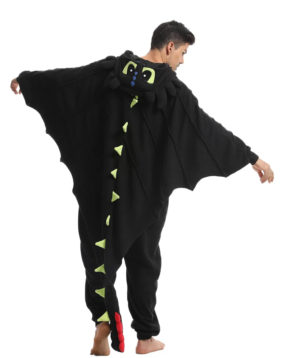 Laahoem Pijama Animal Dragon para Hombres y Mujeres Adecuado para Adultos Cremallera Capucha Mono para Hombres y Mujeres Ropa de rol Pijama