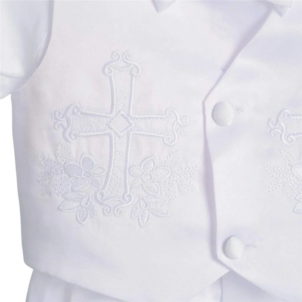 Lito Angels - Ropa Traje de Bautizo Bautismo para Bebe Niño con Gorro Capó, Blanco,Manga Corta/Manga Larga