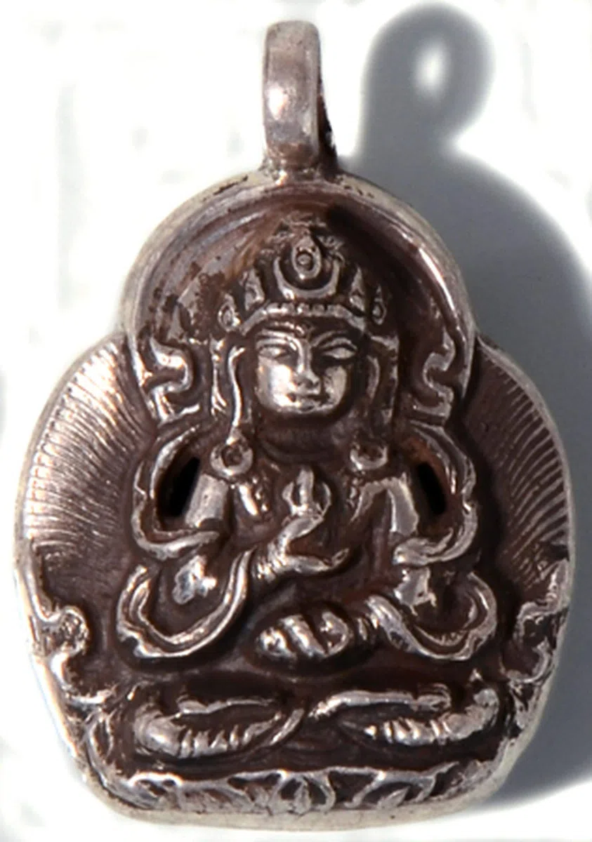 BUDDHAFIGUREN Medallón colgante budista - Vajrasattva/Dorje Sempa 25 mm - Plata