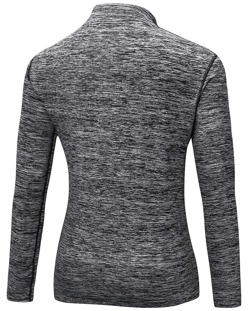 Mujer Invierno Camiseta Deportiva de Manga Larga con Cremallera Térmico de Correr Yoga Tops