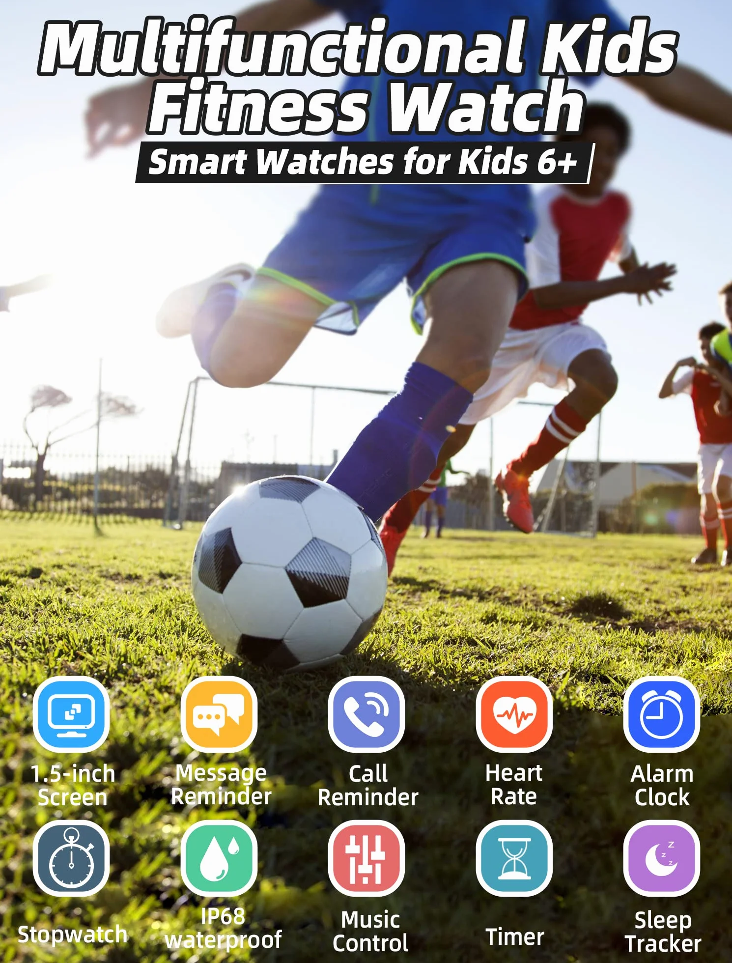 Reloj Inteligente para niños,IP68 Resistente al Agua Reloj de Seguimiento de Actividad física para niño,Monitor de frecuencia cardíaca,8 Modos Deportivos,Monitor de sueño,Regalo para niños y niña