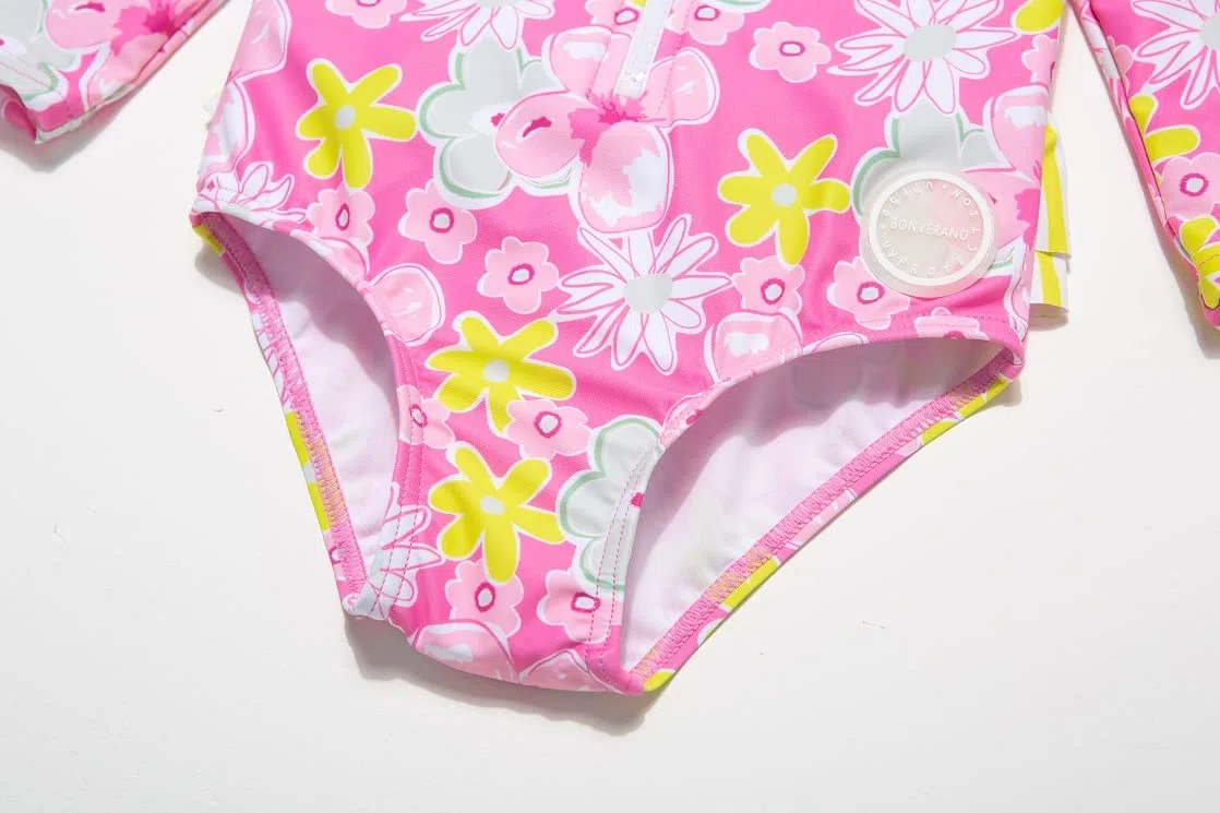 BONVERANO Traje baño bebé protección Solar UPF 50+ Cierre Cremallera con Volantes