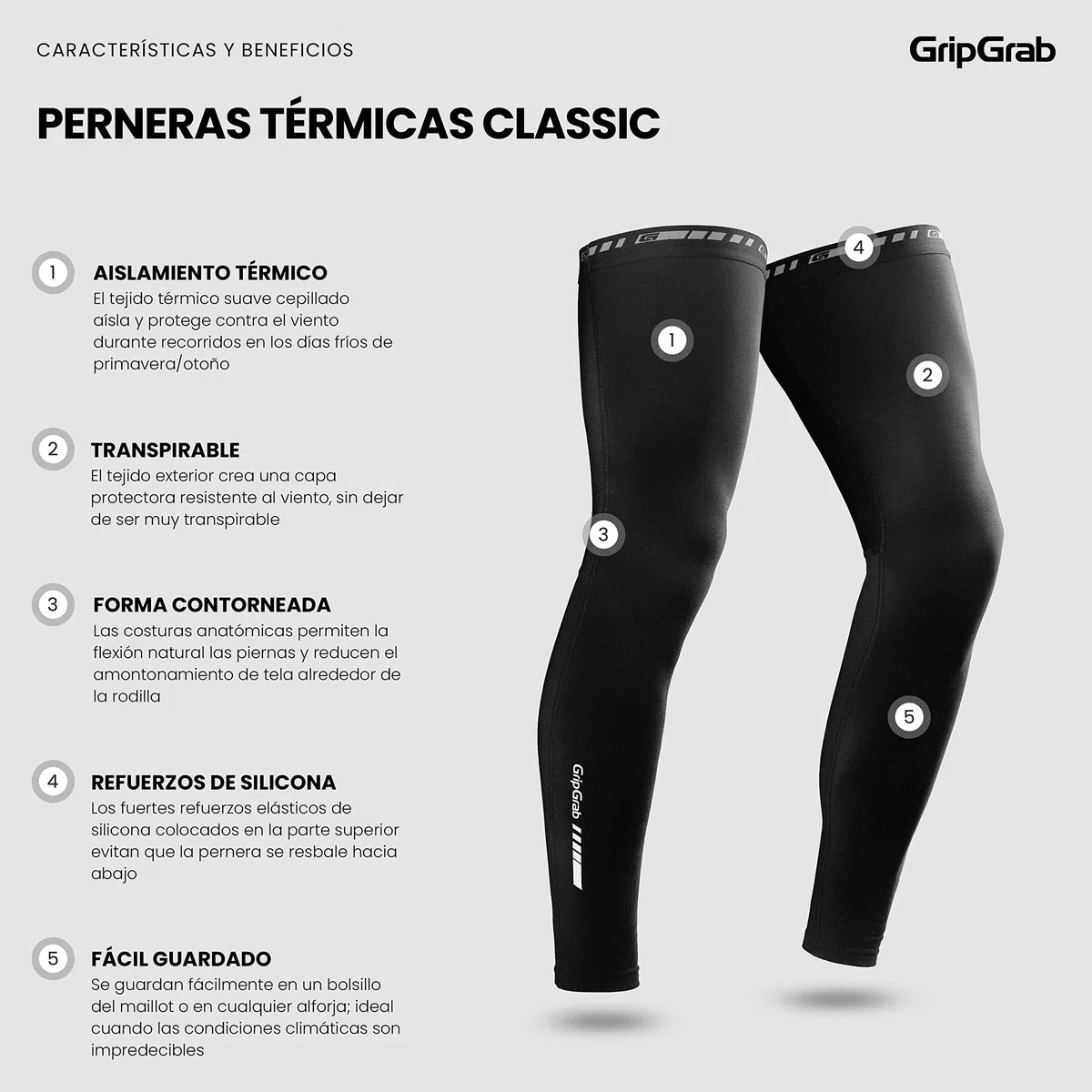 GripGrab Perneras Ciclismo Hombre Classic Perneras Termicas Felpa Invierno Antideslizantes Bicicleta Perneras MTB Carretera