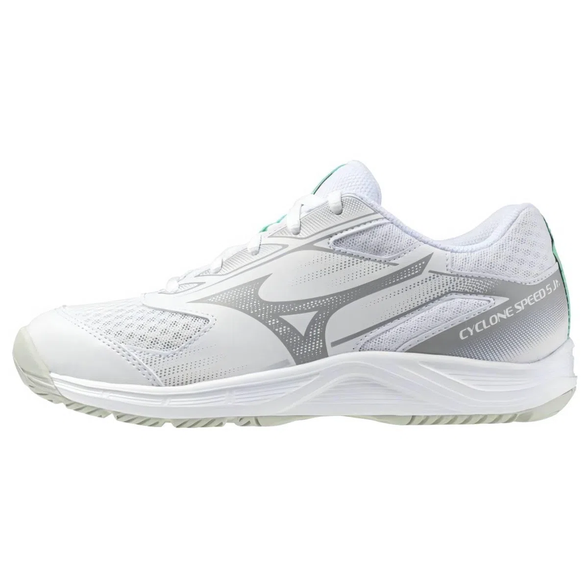Mizuno Cyclone Speed 5 Jr. Blanco/Negro/Esmeralda congelada