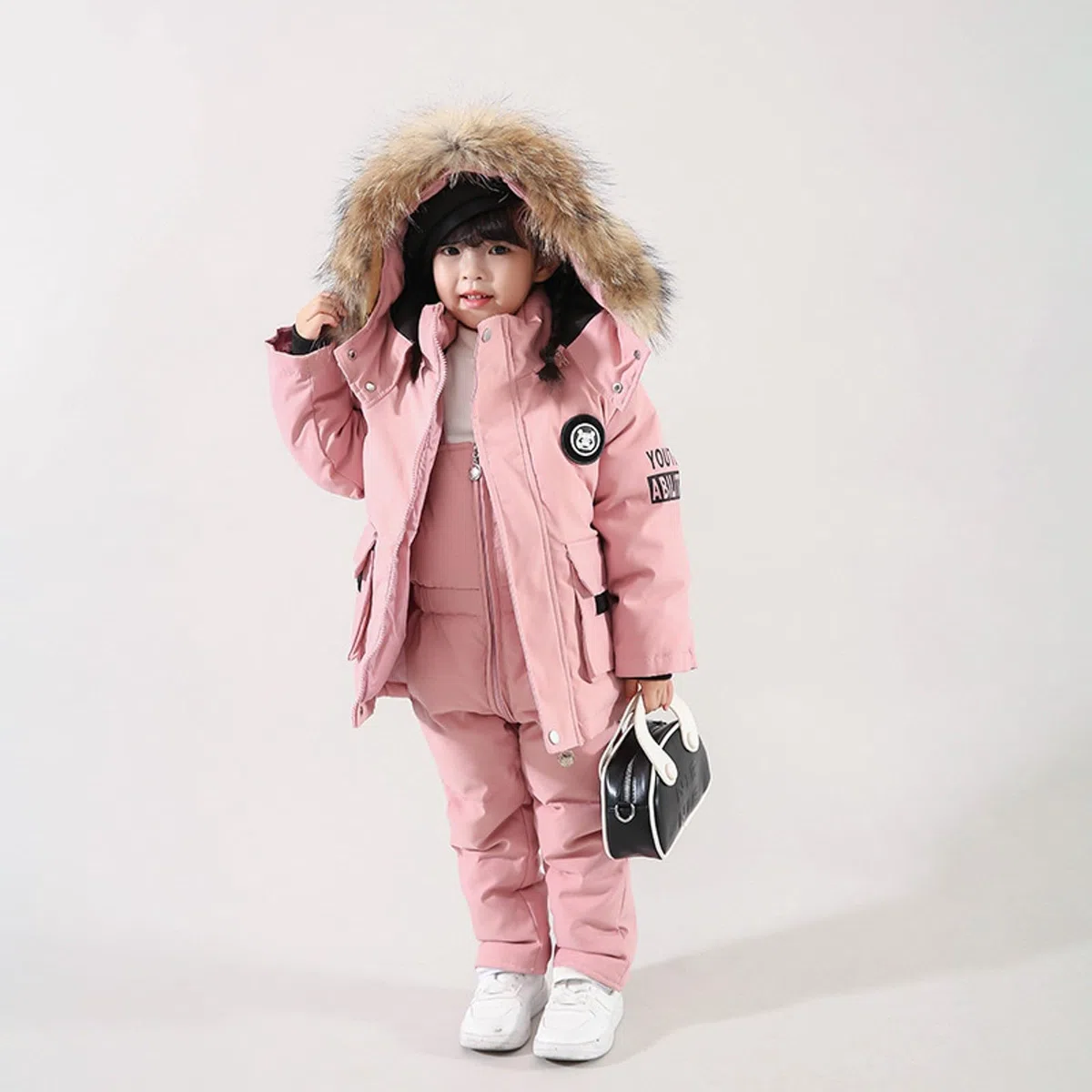 Generisch Traje de nieve para niña con aislamiento acolchado de dos piezas para invierno, térmico, con mono para clima frío