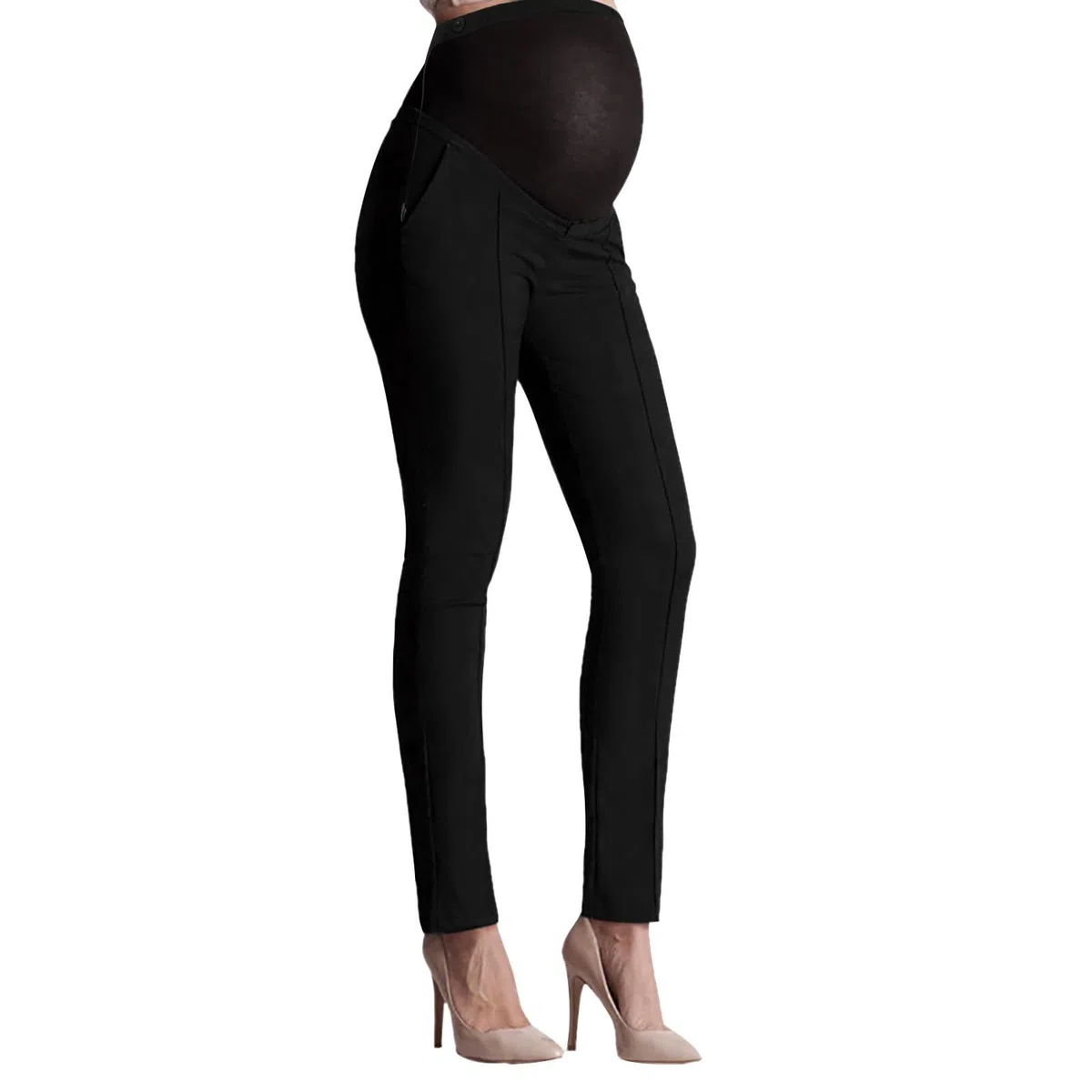 Pantalones de maternidad cómodos sobre el vientre para mujer, pantalones capri casuales para el trabajo, jeans elásticos