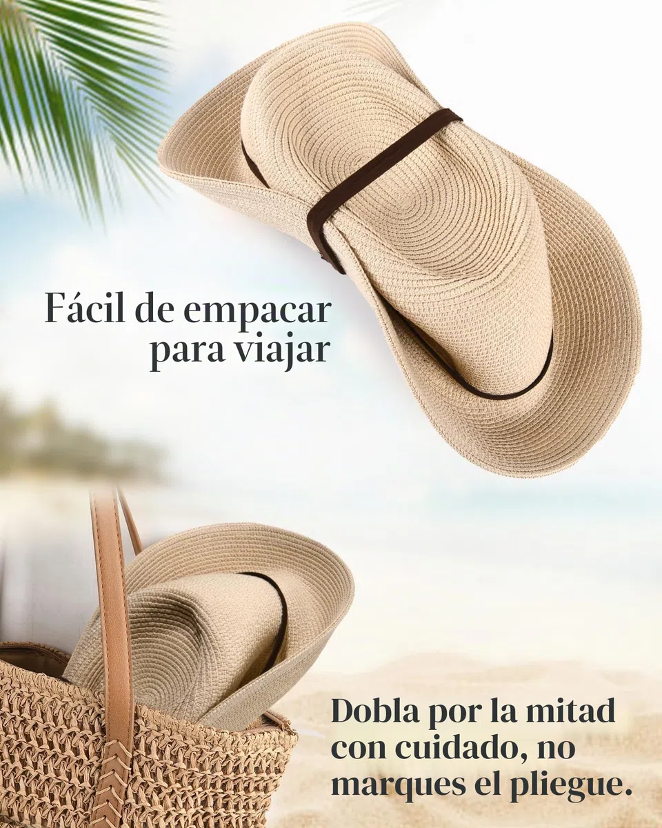 FURTALK Sombrero panamá unisex de ala ancha, sombrero de verano con protección UV, con correa de barbilla, sombrero de playa para hombre y mujer, sombrero de paja ajustable