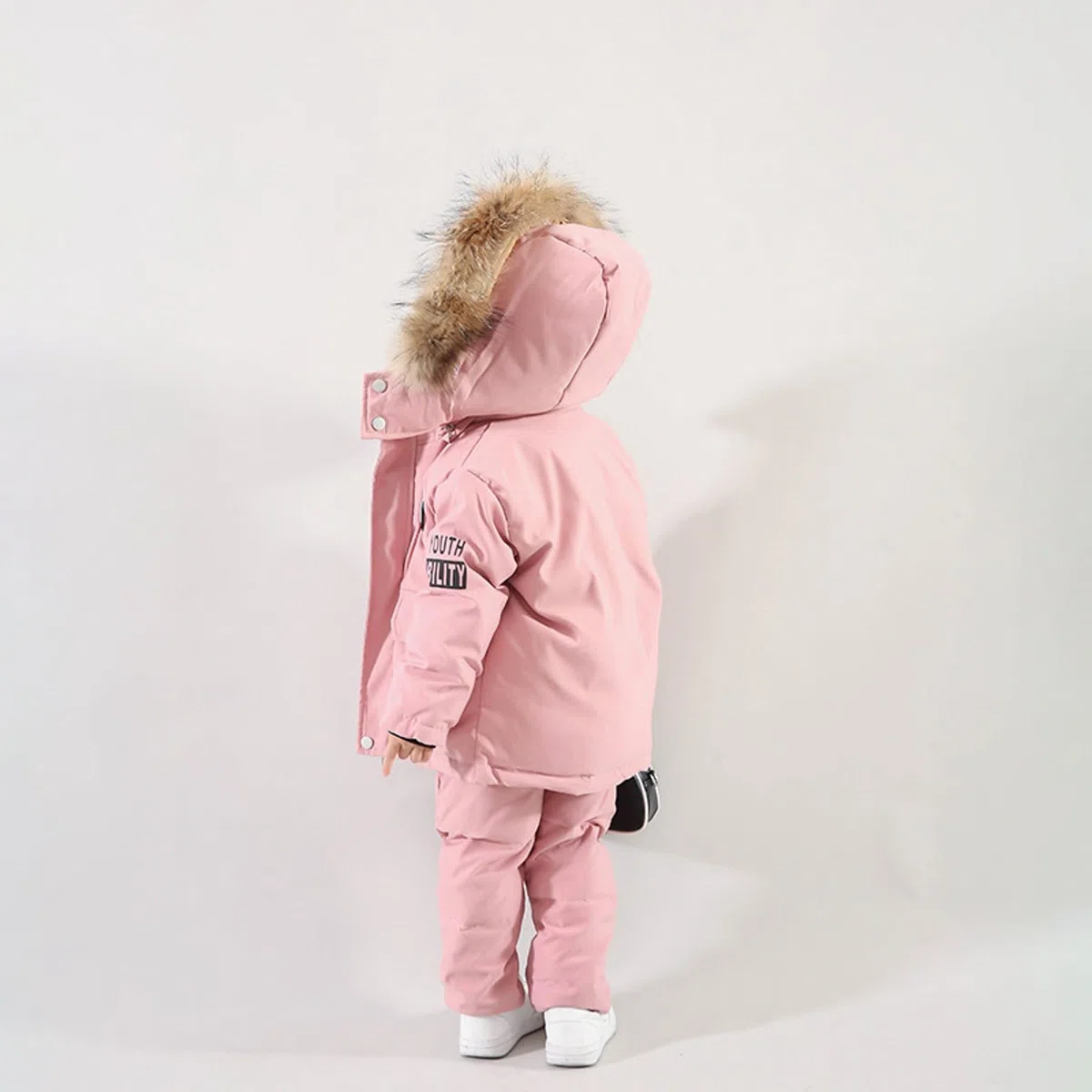 Generisch Traje de nieve para niña con aislamiento acolchado de dos piezas para invierno, térmico, con mono para clima frío