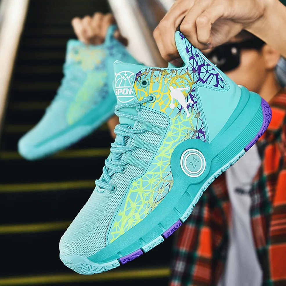 Zapatillas de Baloncesto para Niños Moda Calzado de Baloncesto para Niño Aire Libre Deportivas Fitness Antideslizantes para Correr Zapatos de Running (BBA-R11, 33EU)