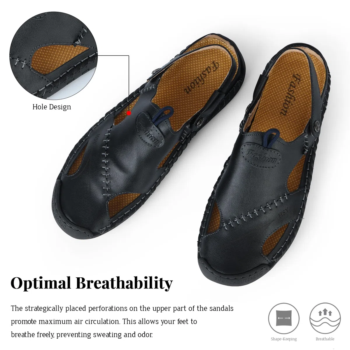 Hombres Sandalias Casuales de Cuero Punta Cerrada Zapatillas Transpirables de Verano Playa Senderismo Caminar Zapatos