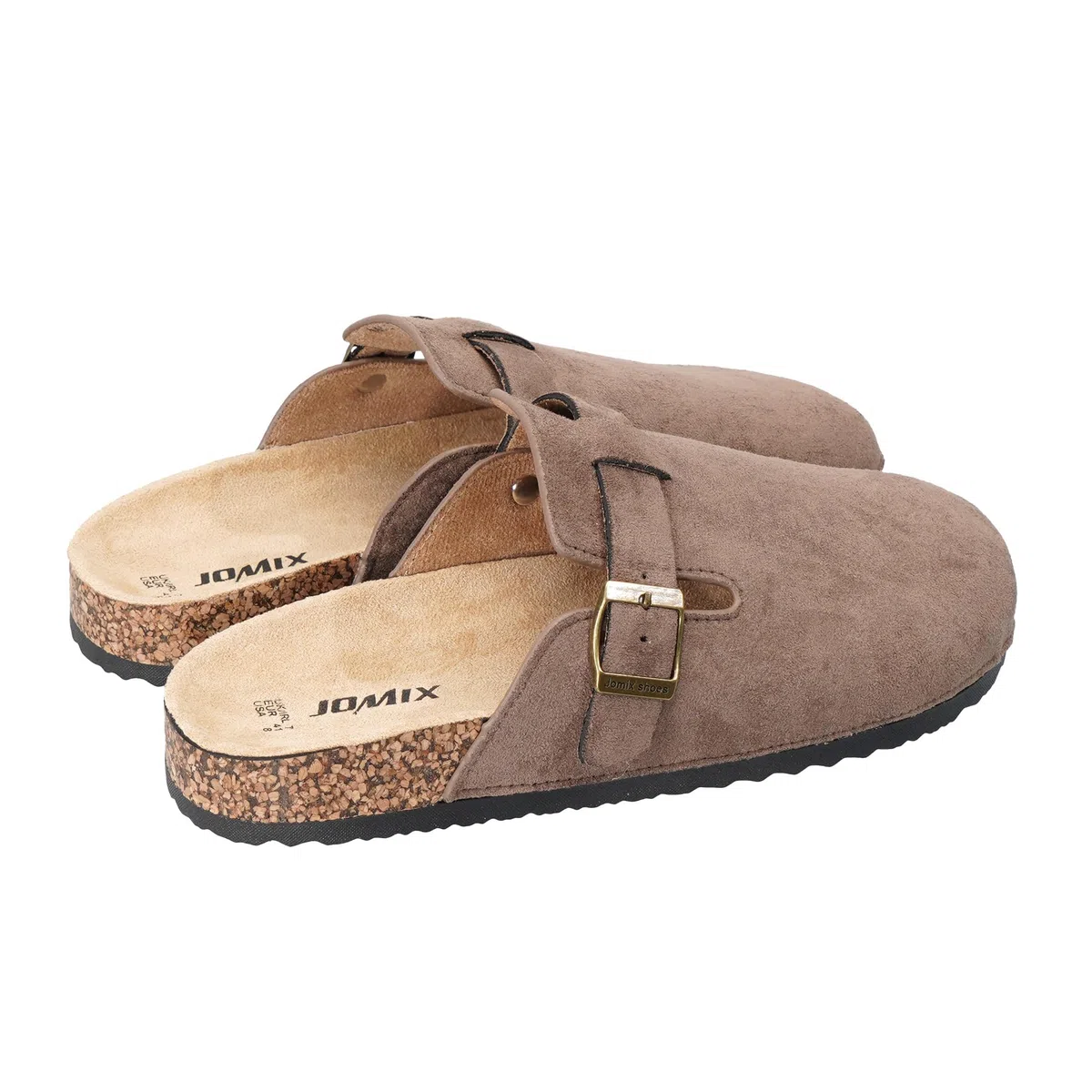 JOMIX Zuecos y Mules para Hombre Pantuflas con Plantilla de Corcho Cerradas Zapatillas de Jardín Sandalias con Hebilla Ajustables Cómoda Antideslizante Casa