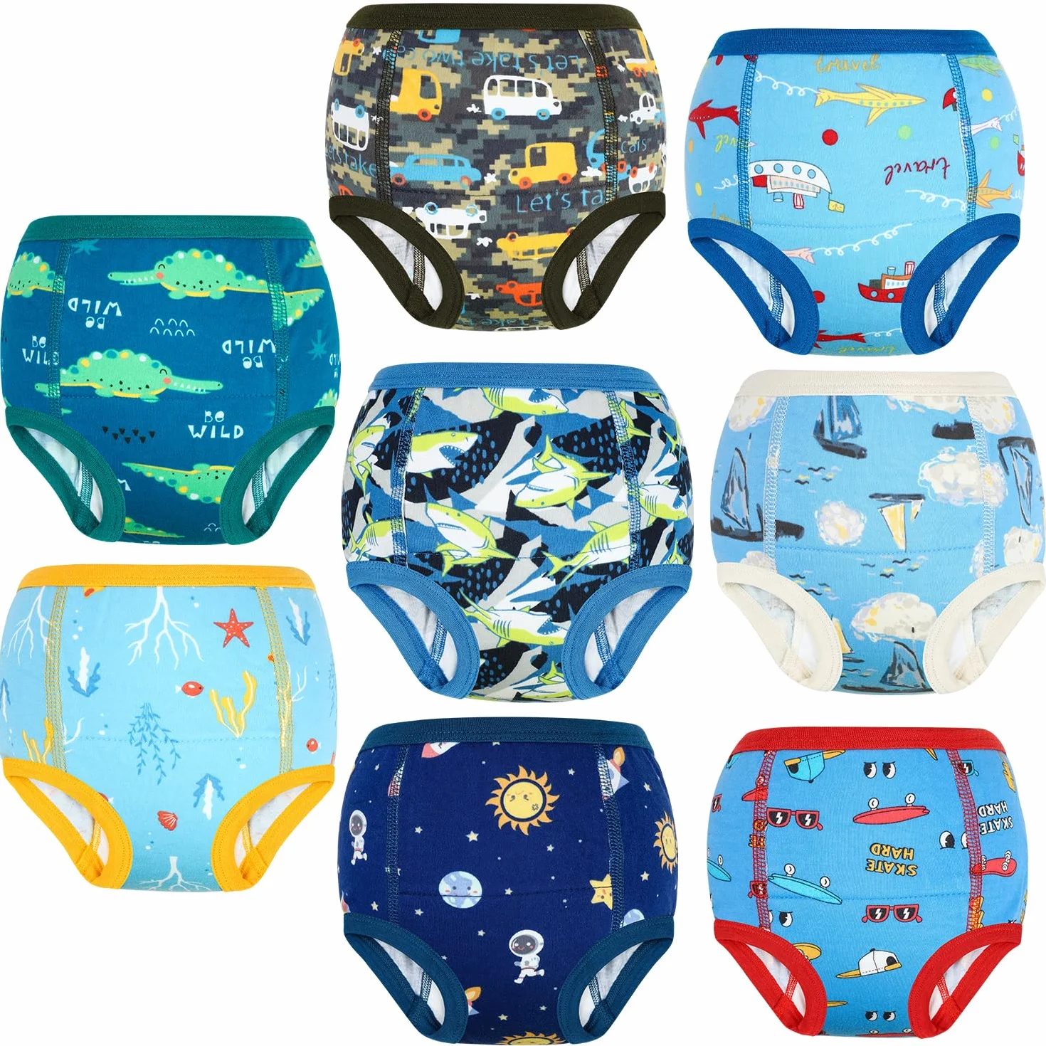 MOEMOE BABY Calzones de Entrenamiento, Pantalones de Entrenamiento para bebé,10 Unidad, 100% Algodón Absorbentes Bragas de Aprendizaje para niños de Ragazzi 2 a 9 años