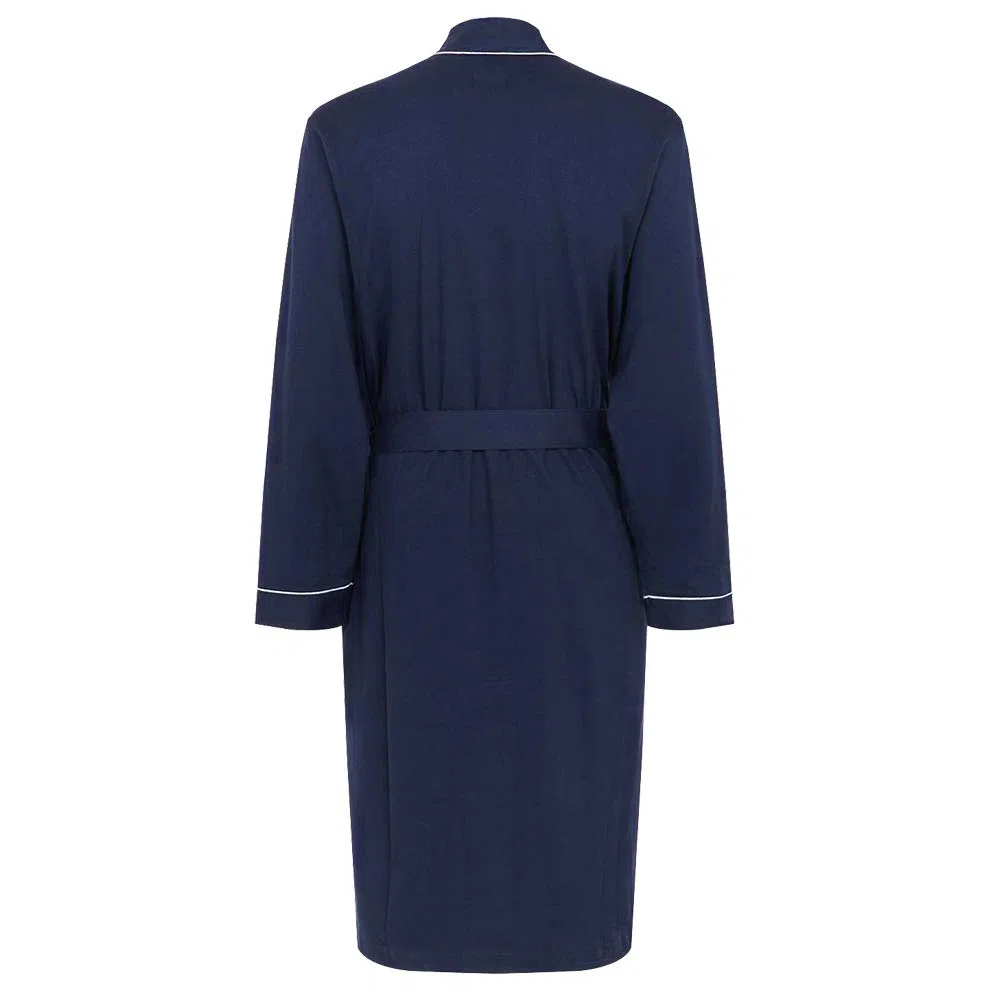 HOLOVE Batshrobes de algodón puro para hombre, kimono ligero y batas con capucha, ropa de dormir suave para spa, Azul marino, Large/X-Large