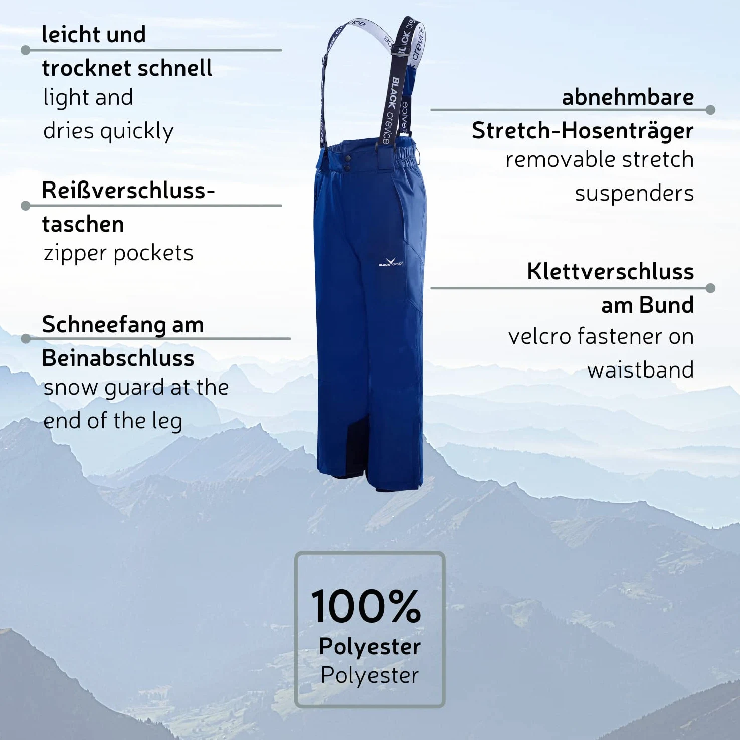 Black Crevice Kinder Skihose - Pantalones de esquí Niños