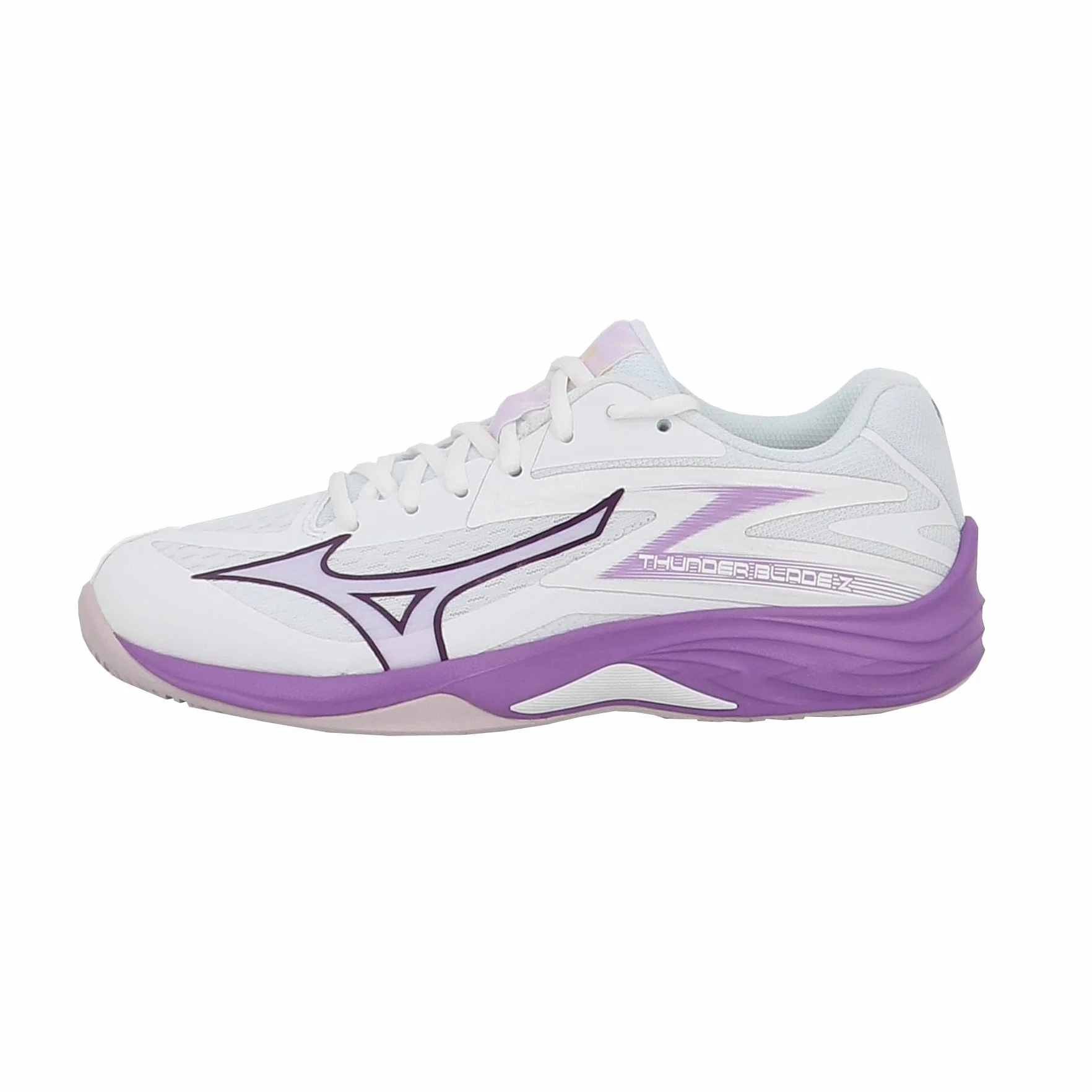 Mizuno Thunder Blade Z V1GC237010 - Zapatillas de voleibol para mujer, color blanco y morado