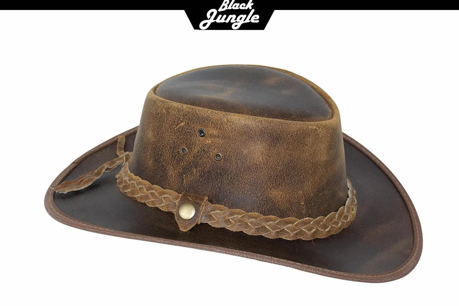 Black Jungle Bulat Sombrero de Piel, Sombrero del Oeste de Australia, Sombrero de Vaquero Bronceado