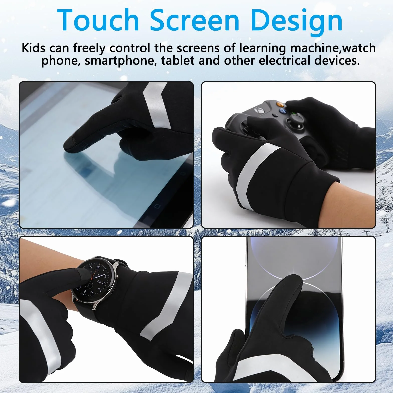 Guantes para niños, impermeables, para invierno, Softshell, cálidos, antideslizantes, resistentes al viento, térmicos, para niños, de forro polar, resistentes al agua, para deportes al aire
